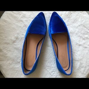 Blue suede flats